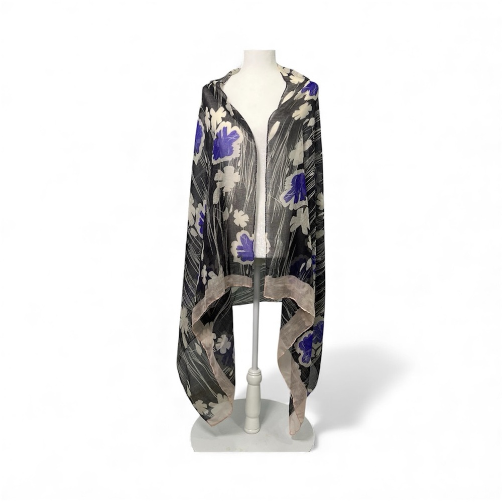 Women Floral Scarf Rectangular Purple Chic Feminine Romantic lightweightโ